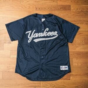Vintage Majestic New York Yankees Black Baseball Jersey Shirt XL Made in USA 90s